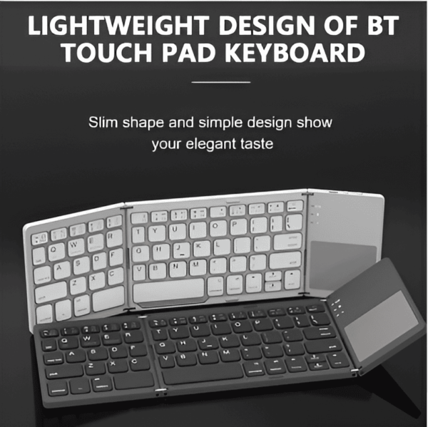 Mini Teclado Inalambrico Bluetooth Plegable con touchpad Blanco