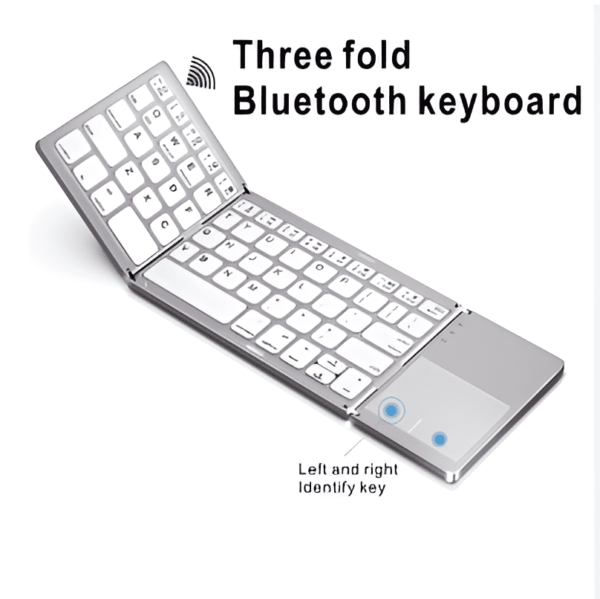 Mini Teclado Inalambrico Bluetooth Plegable con touchpad Blanco