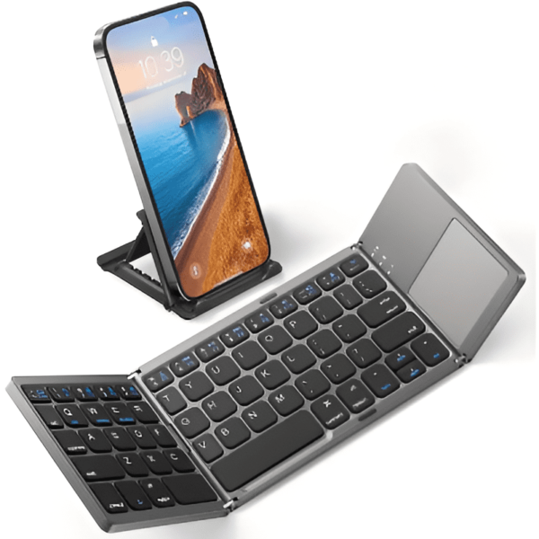 Mini Teclado Inalambrico Bluetooth Plegable con touchpad Negro