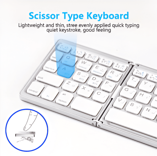 Mini Teclado Inalambrico Bluetooth Plegable con touchpad Blanco