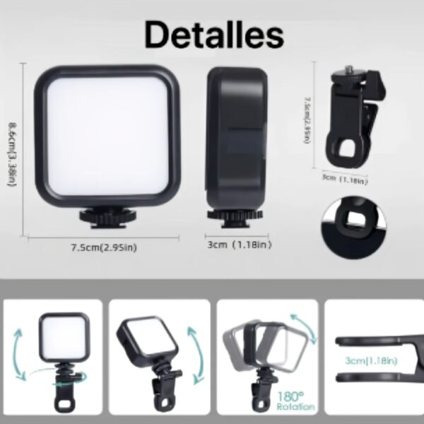 Luz LED Recargable con Gancho para celular